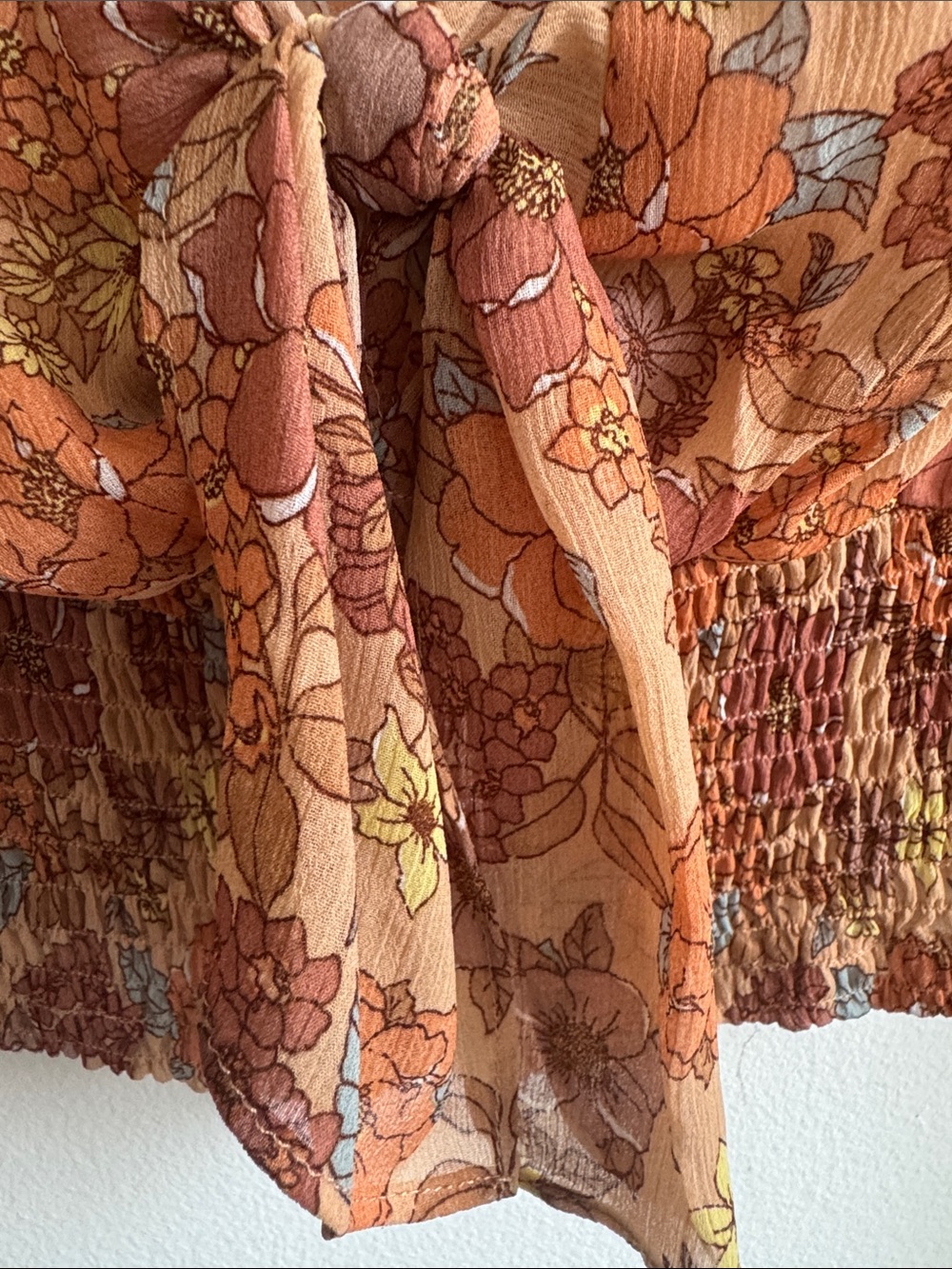 Boho Floral Front Tie Crop Top Indi Coachella Crop Hippie Festival Size XS - Picture 6 of 11